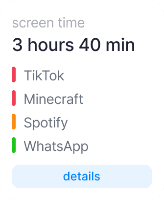 Screen time summary card