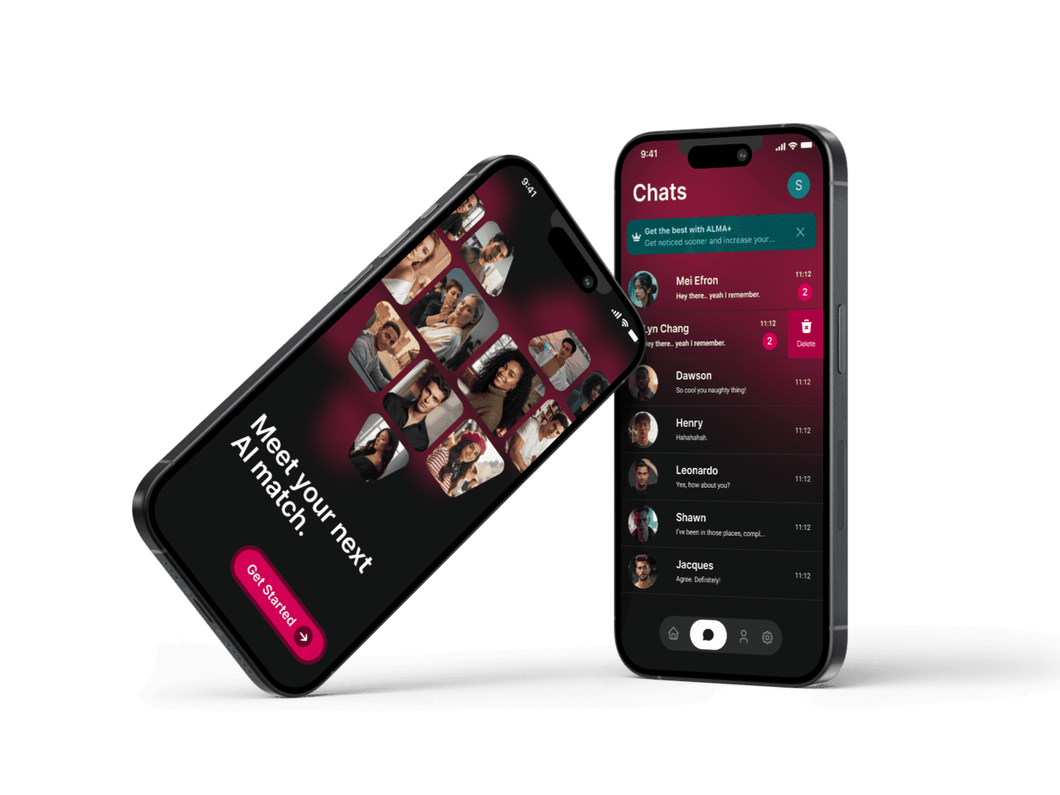 ALMA app on two phones